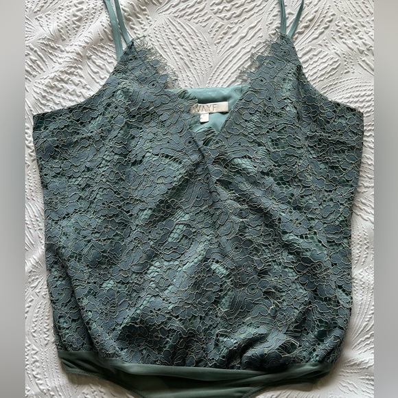 Wayf Tops - WAYF Light Blue Lace Tank Bodysuit NWOT